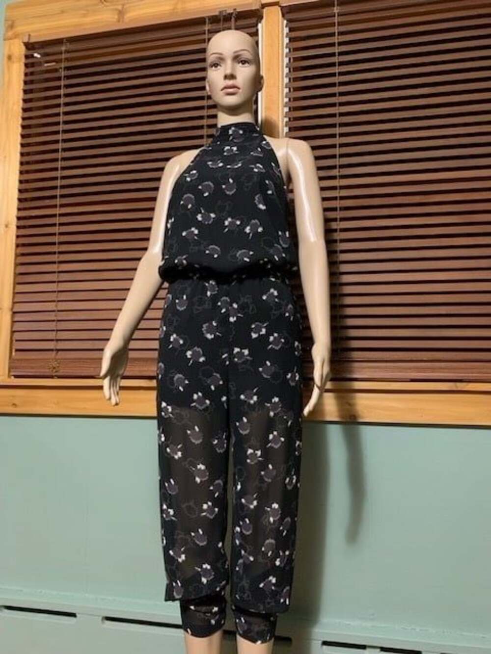 New fantastic black chiffon jumpsuit size 6